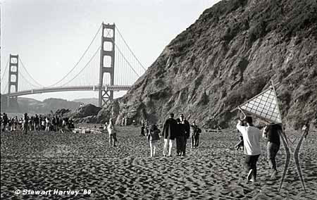 People bringing "the Man" at Baker Beach