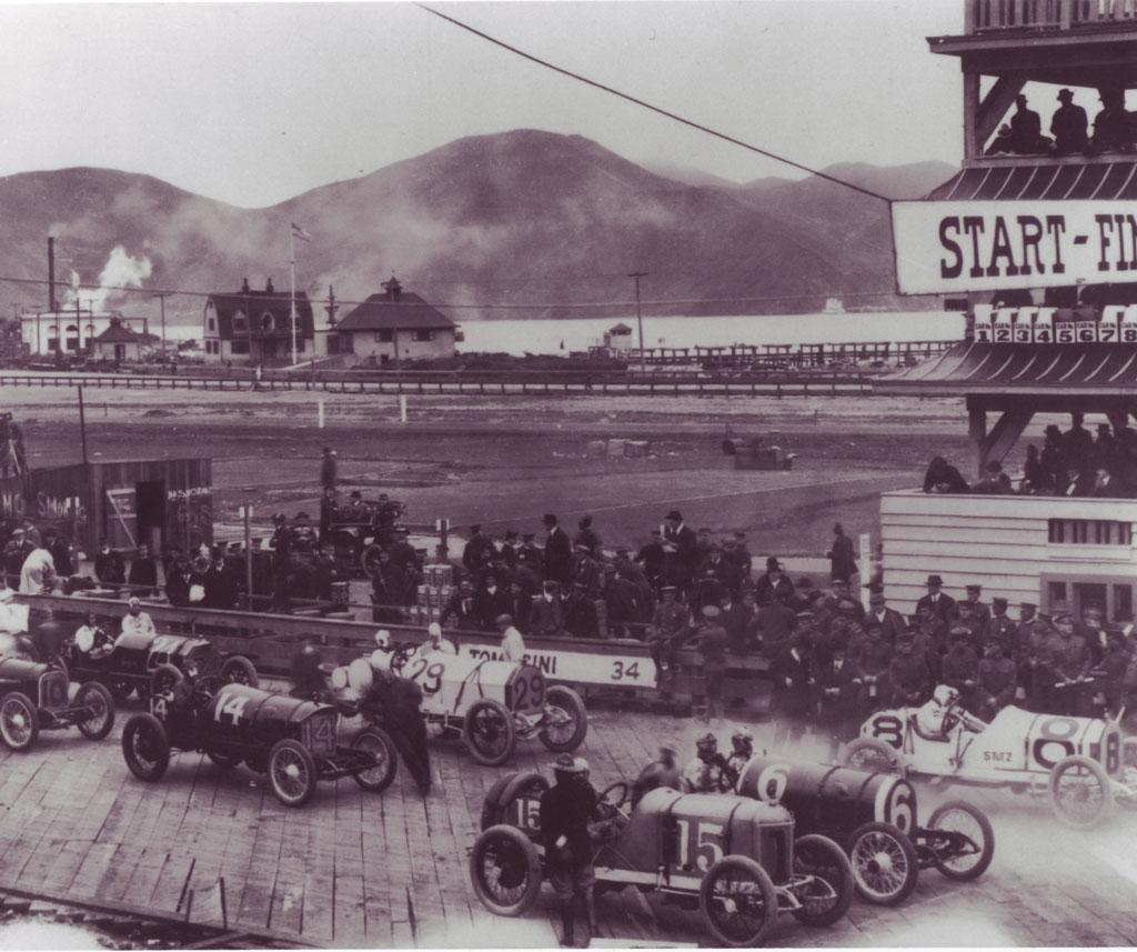 Cars racing in Crissy Field