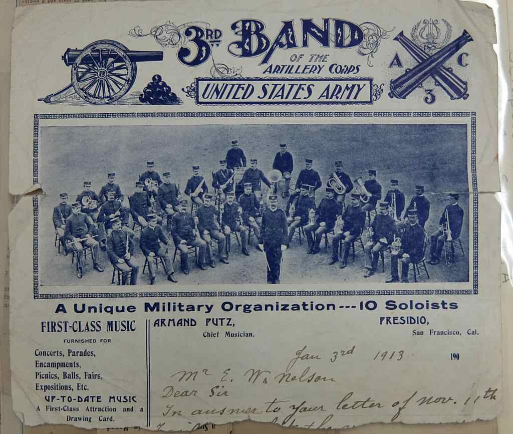3rd Coast Artillery Band with Chief Musician Armand Putz in 1913.