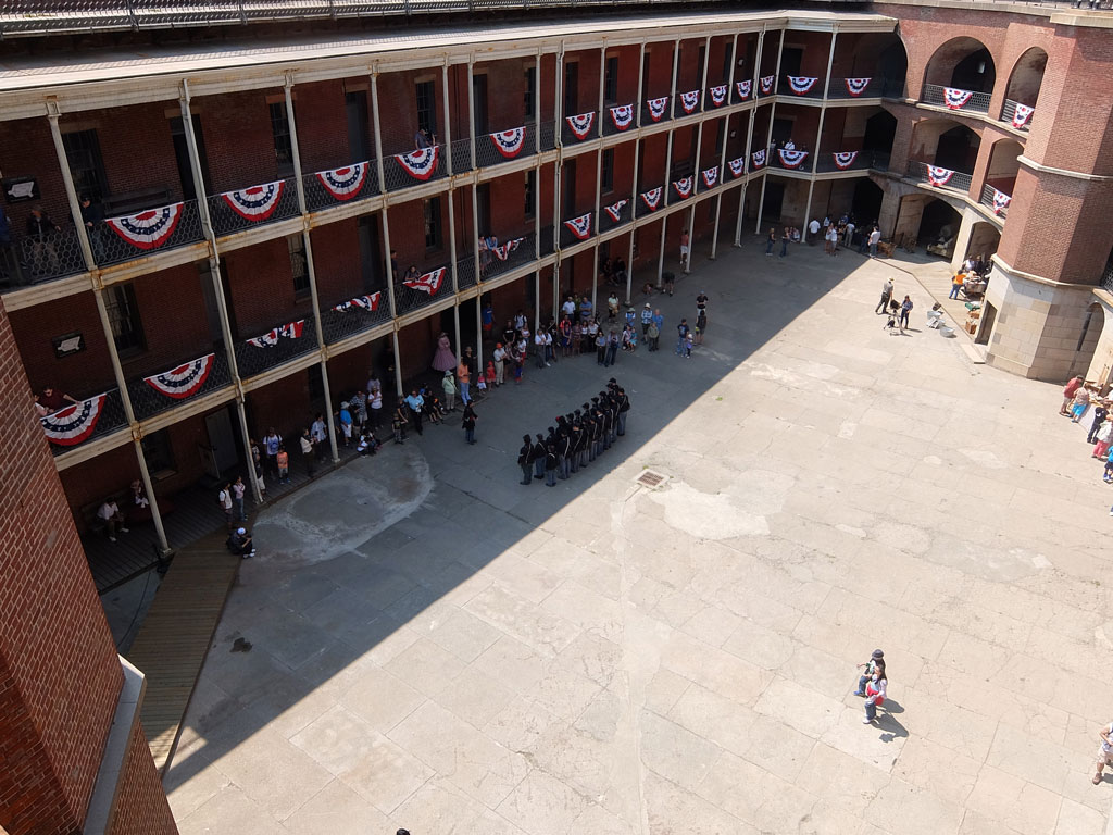 Reenactment and visitors at Fort Point