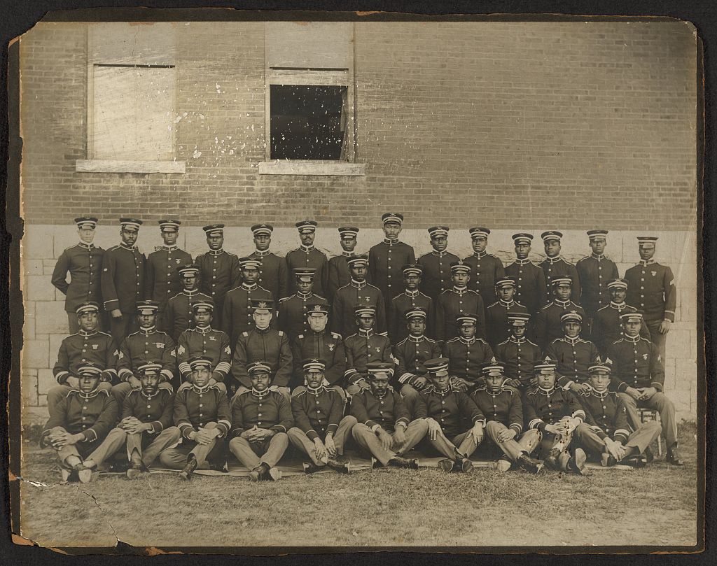 Company I, 24th Infantry Regiment, probably at Fort D.A. Russell in 1898 or 1899 before coming to the Presidio. Image courtesy Library of Congress.