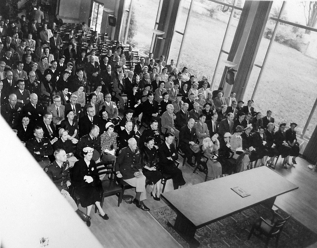 Audience seated in the Enlisted Service Club