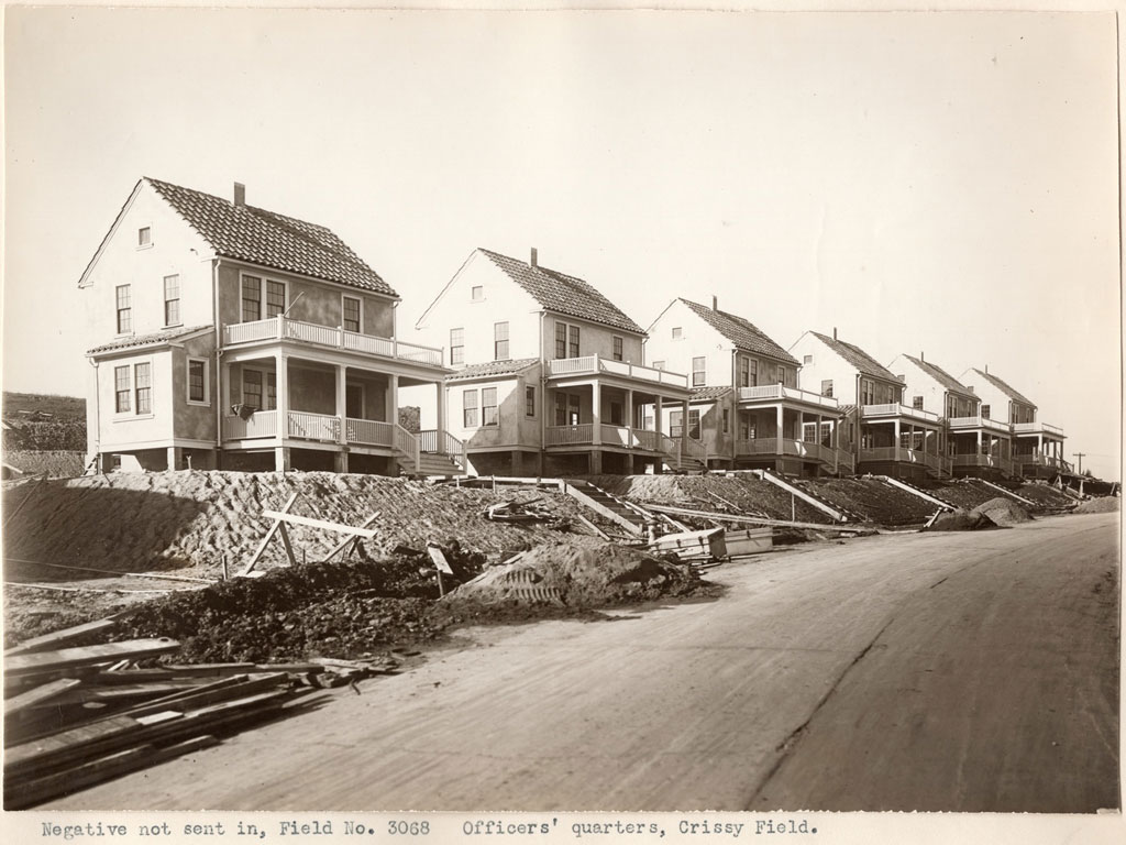 Officers’ Quarters, now known as Pilots’ Row. Image courtesy National Archives and Records Administration.