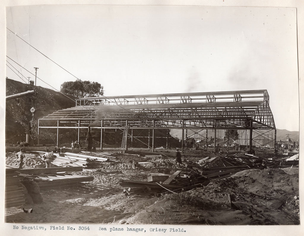The seaplane hangar. Image courtesy National Archives and Records Administration.