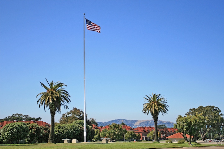 Flagpole at the Presidio’s Pershing Square.