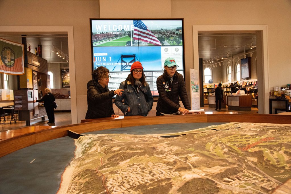 Felicia at the Presidio Visitor Center map during site walk