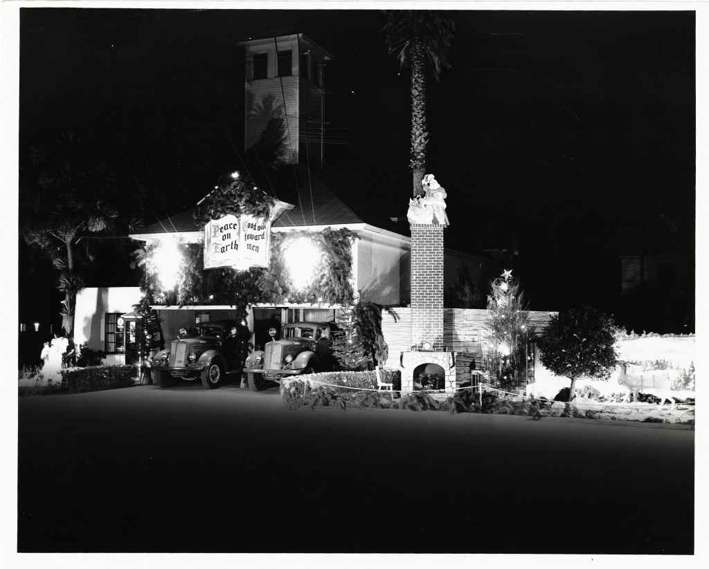 Black and white photo of the Presidio Fire Station, December 21, 1950.