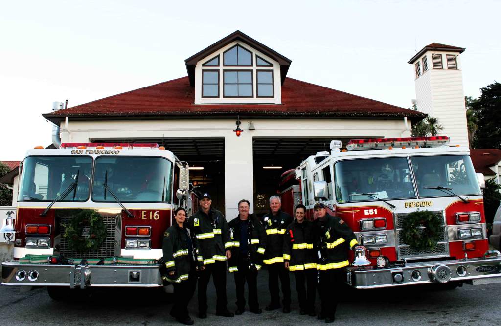 Presidio Firefighters pictured in front of the same fire house that was built in 1917.