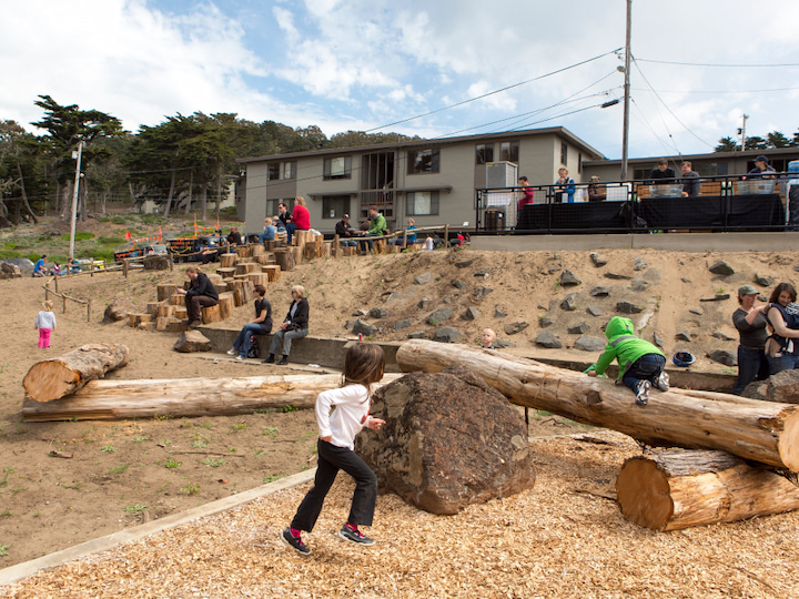 Children enjoying playing at the Baker Beach apartments in the Presidio. Photo by Charity Vargas.