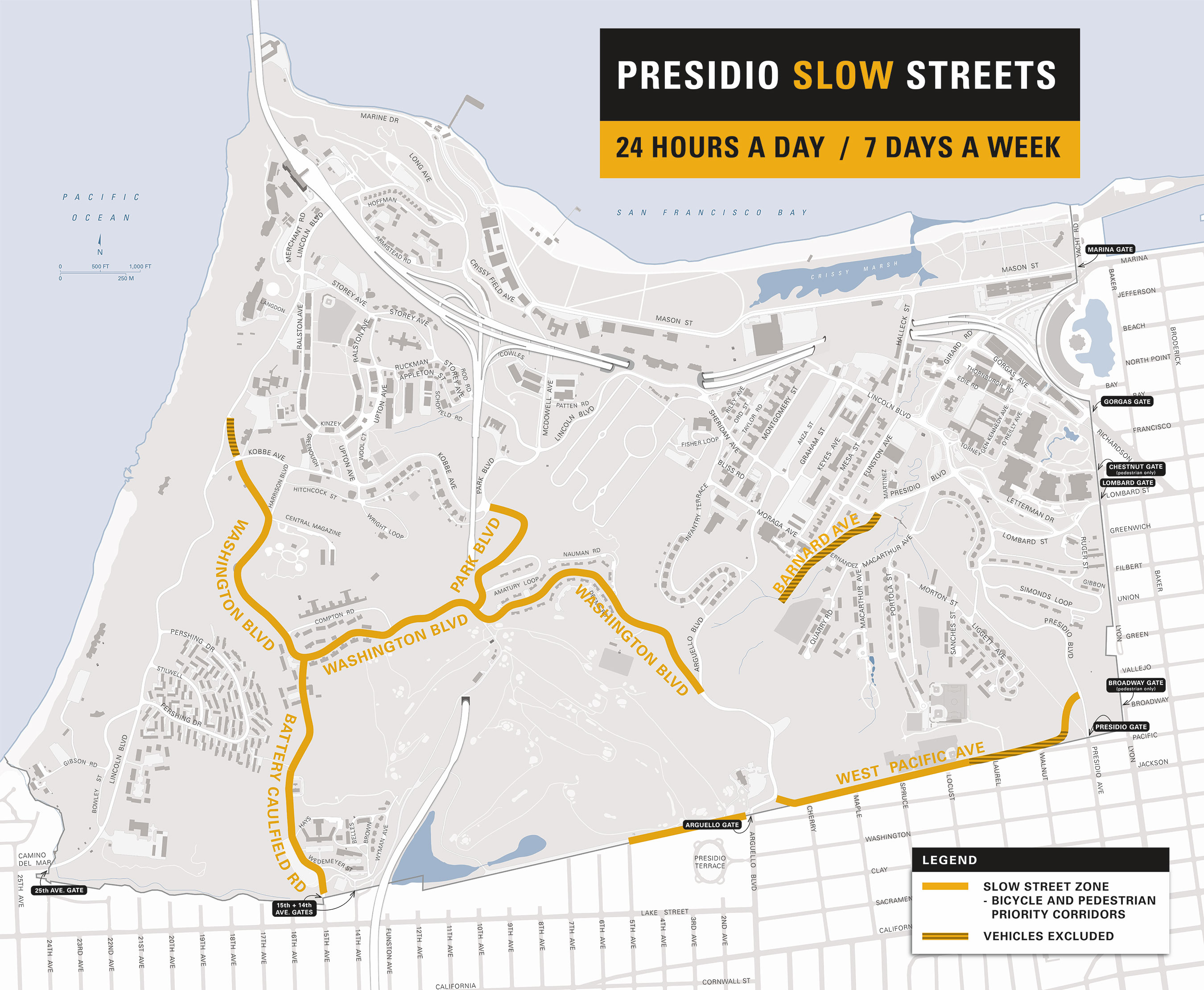 Presidio Slow Streets map