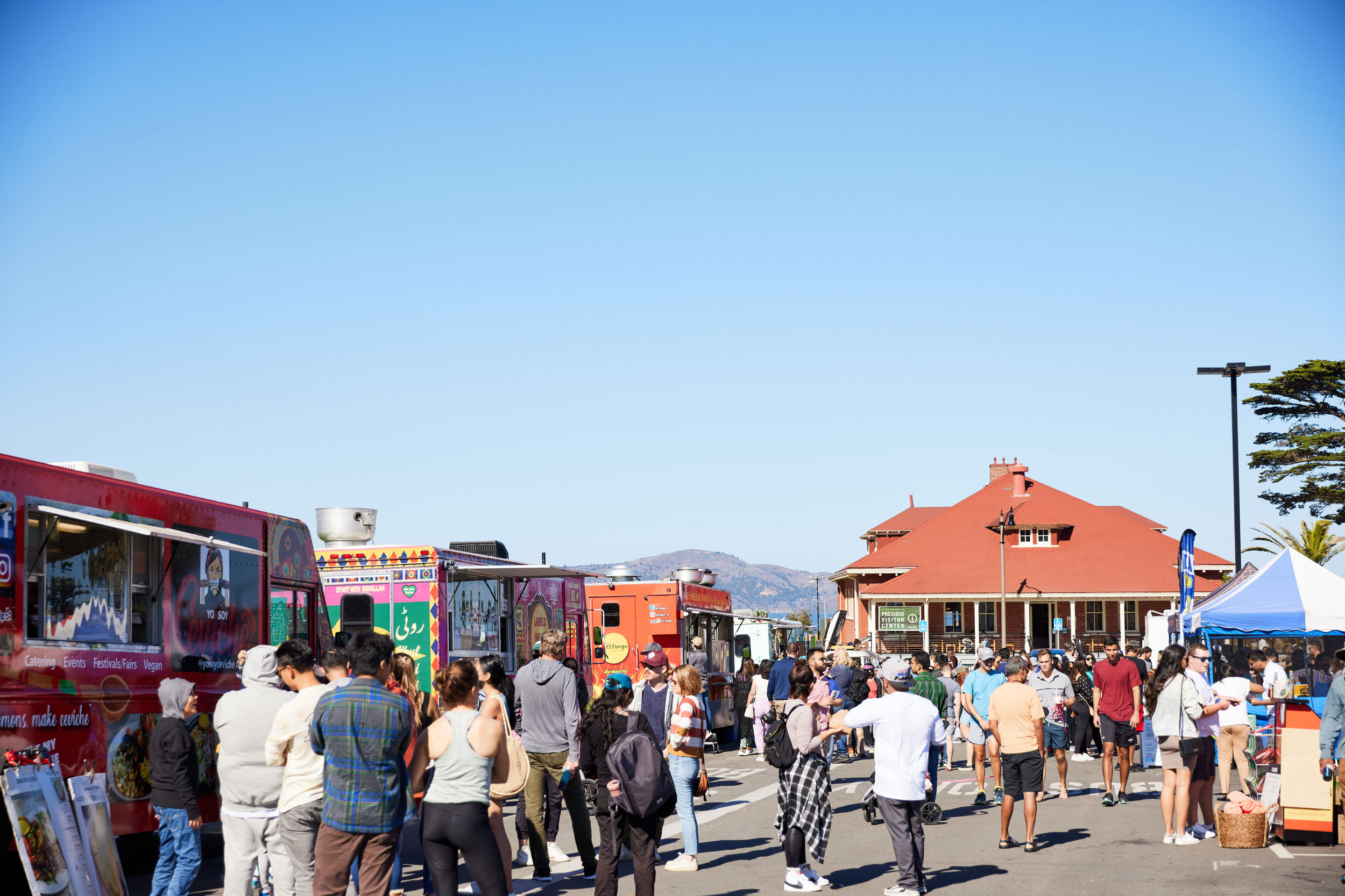 Visitors at Presidio Pop Up trucks and tents