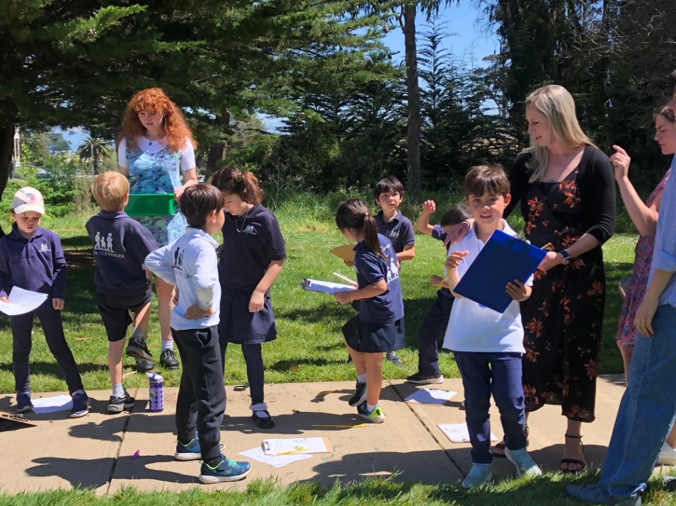 Kids learning outside at Adda Clevenger School