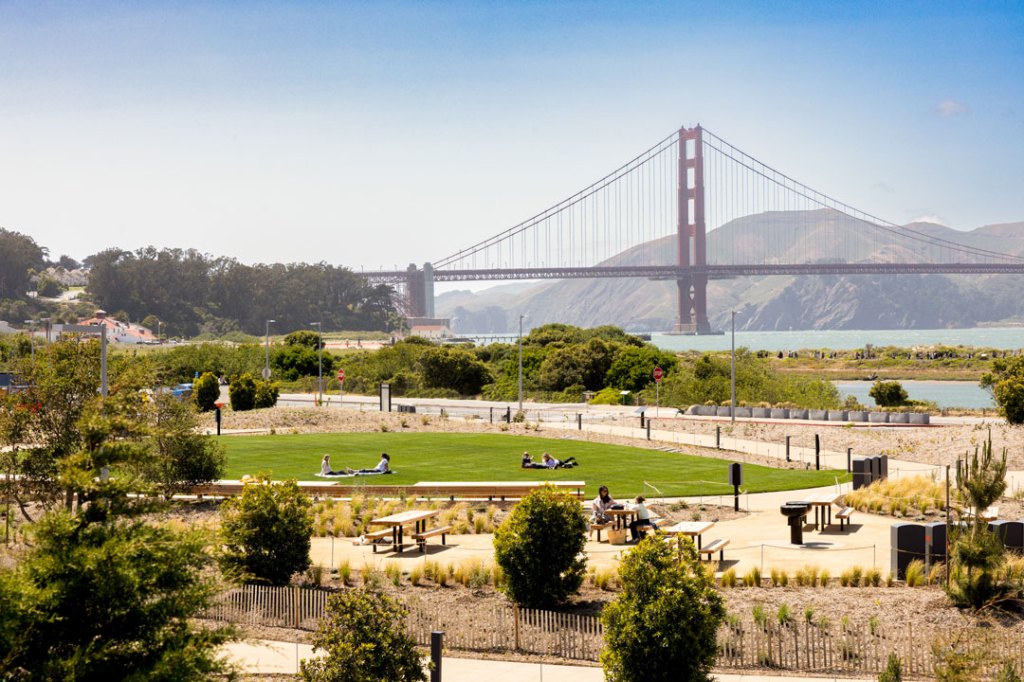 Picnic and lawn space by the Golden Gate Bridge