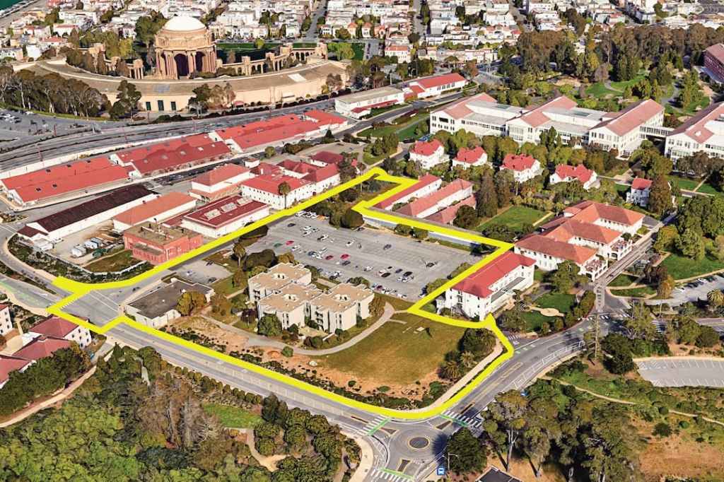 Contemporary photo of the Letterman District, with the proposed Letterman Residential Project boundaries