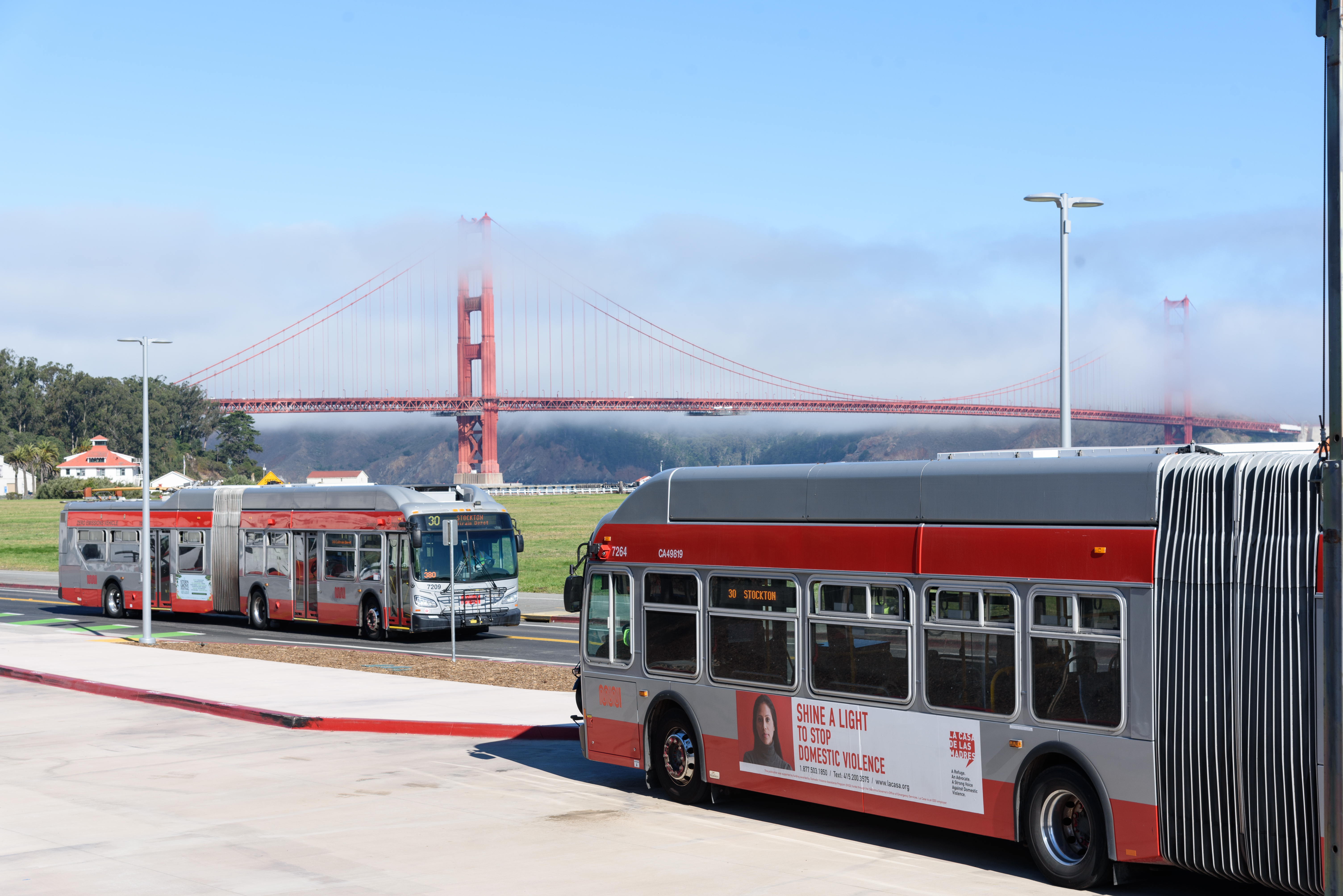 Muni buses at Crissy Field