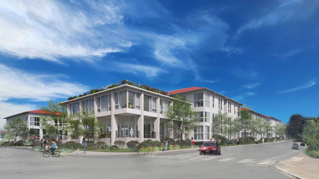 A rendering of a new apartment building