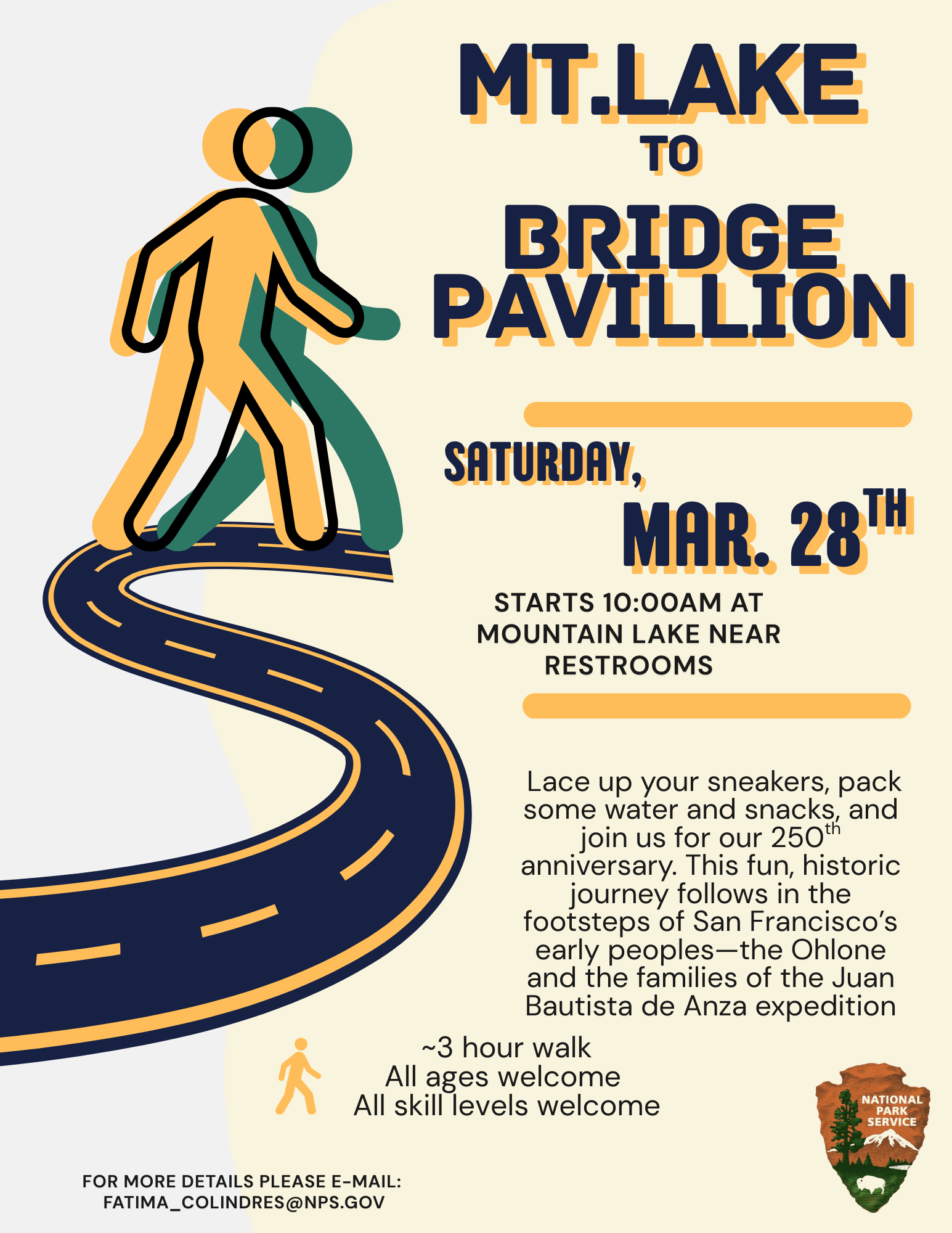 Graphic depicting Mountain Lake to the Golden Gate Bridge Walk: 250 Years on the Presidio