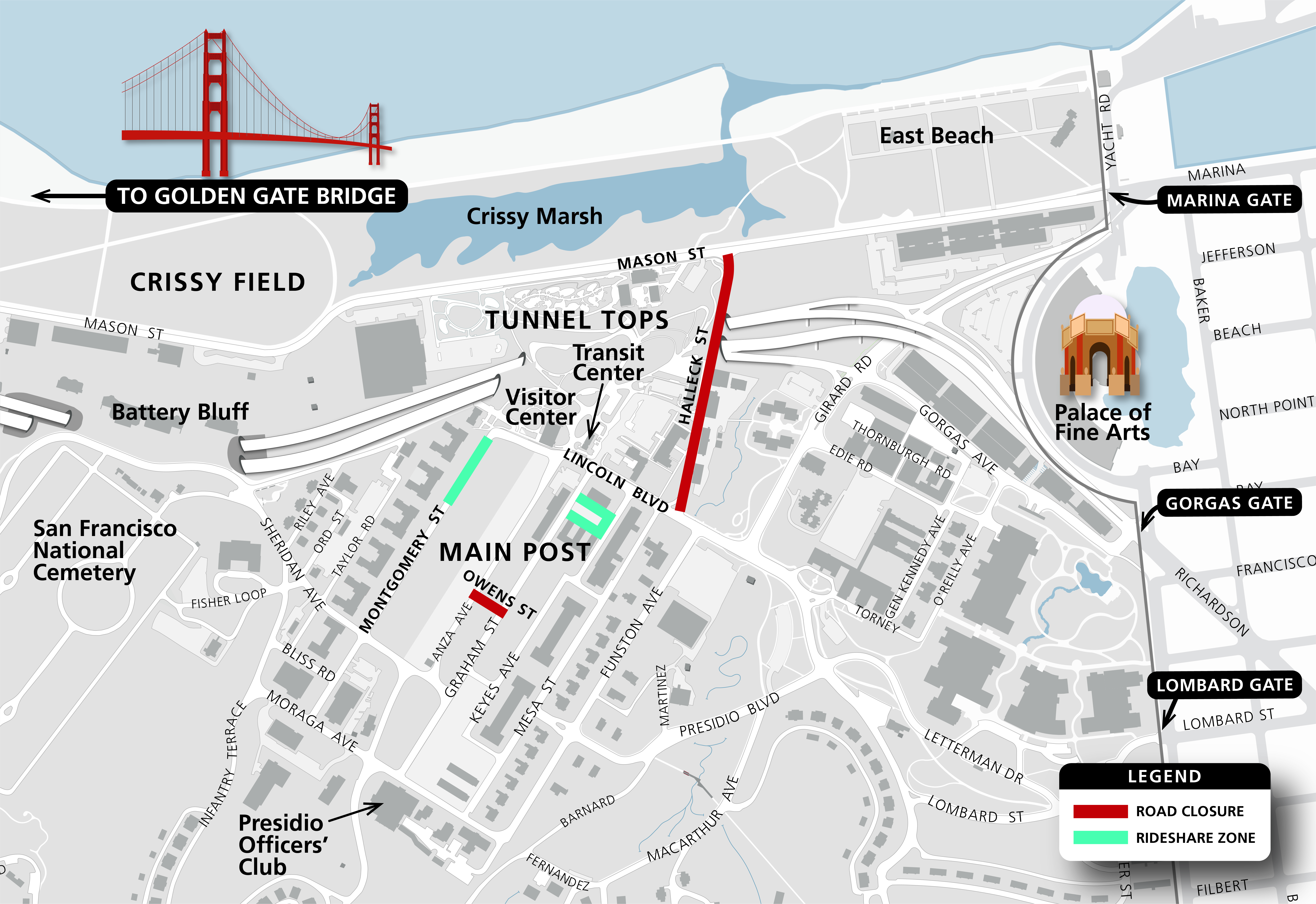 Map of Fourth of July in the Presidio