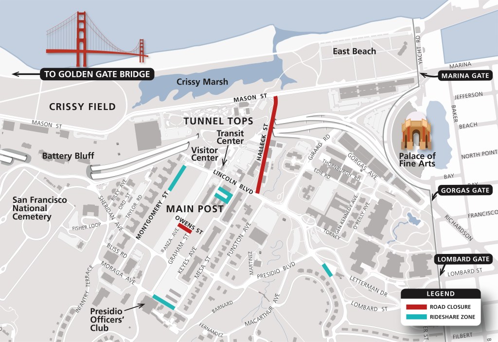 Map of Fourth of July in the Presidio