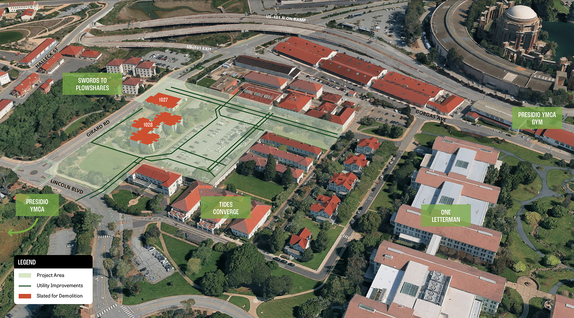 planning view map of non-historic buildings being removed