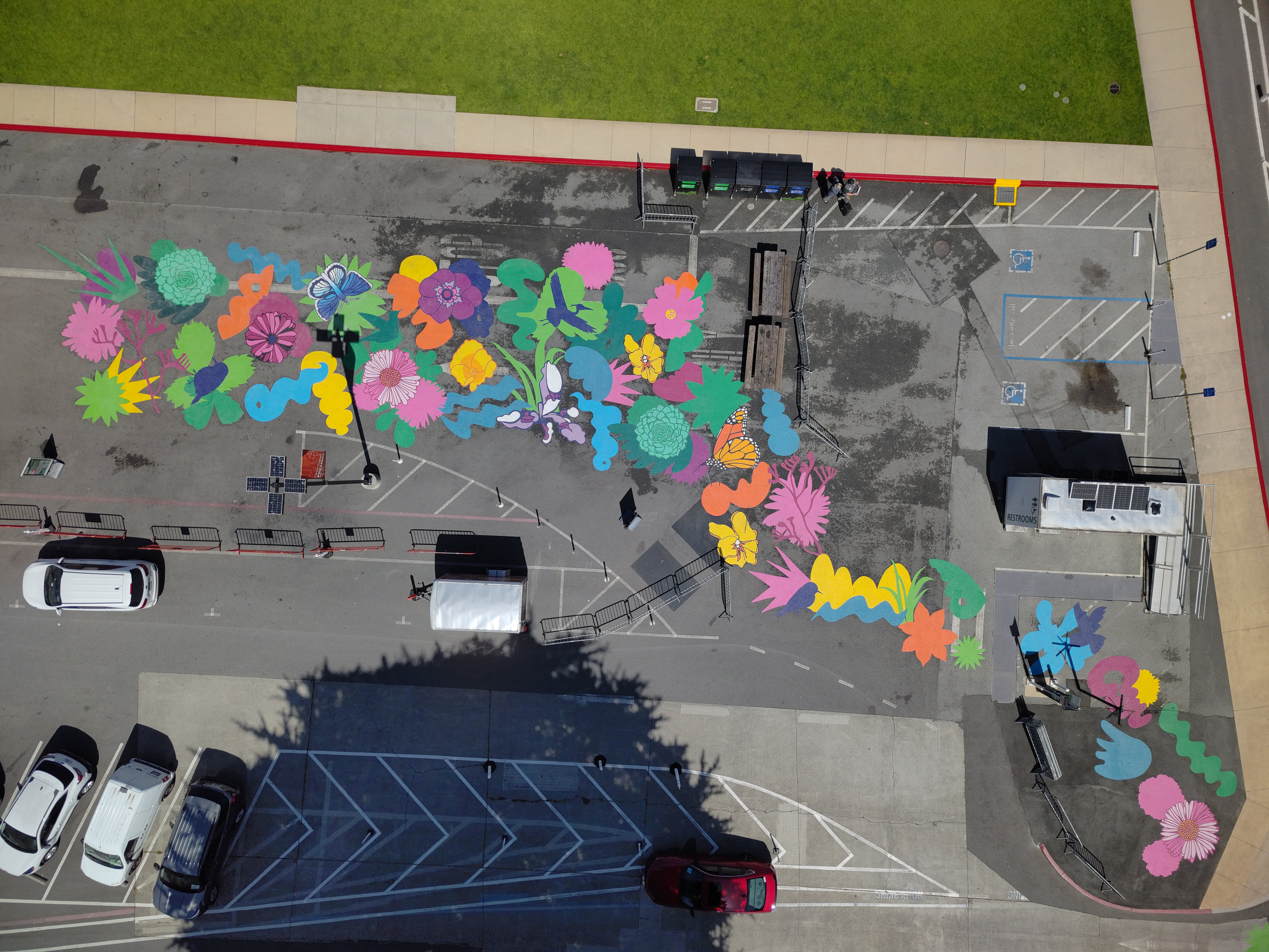 aerial image of artwork on Main Parade Lawn