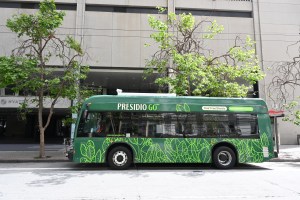 Presidio GO Shuttle downtown at the shuttle stop.